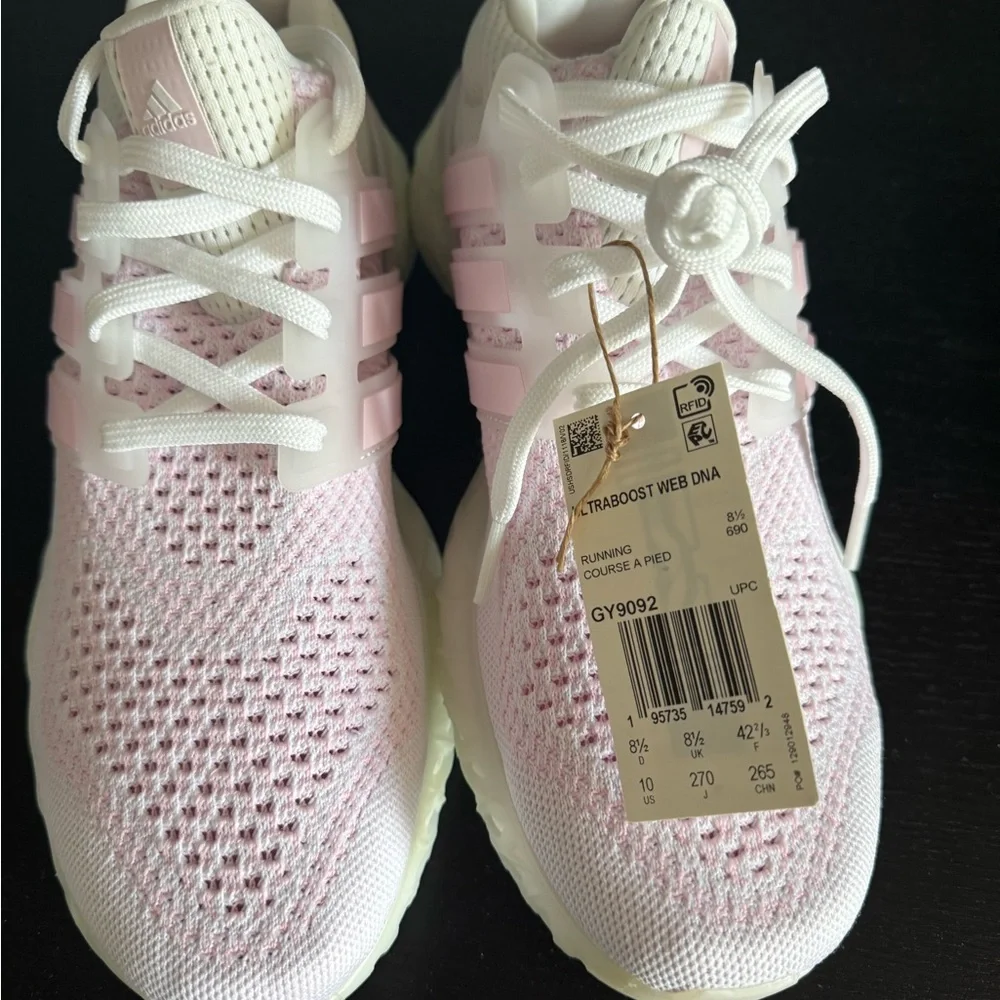 adidas Women's Light Pink and Cream Sneakers - Picture 3 of 10